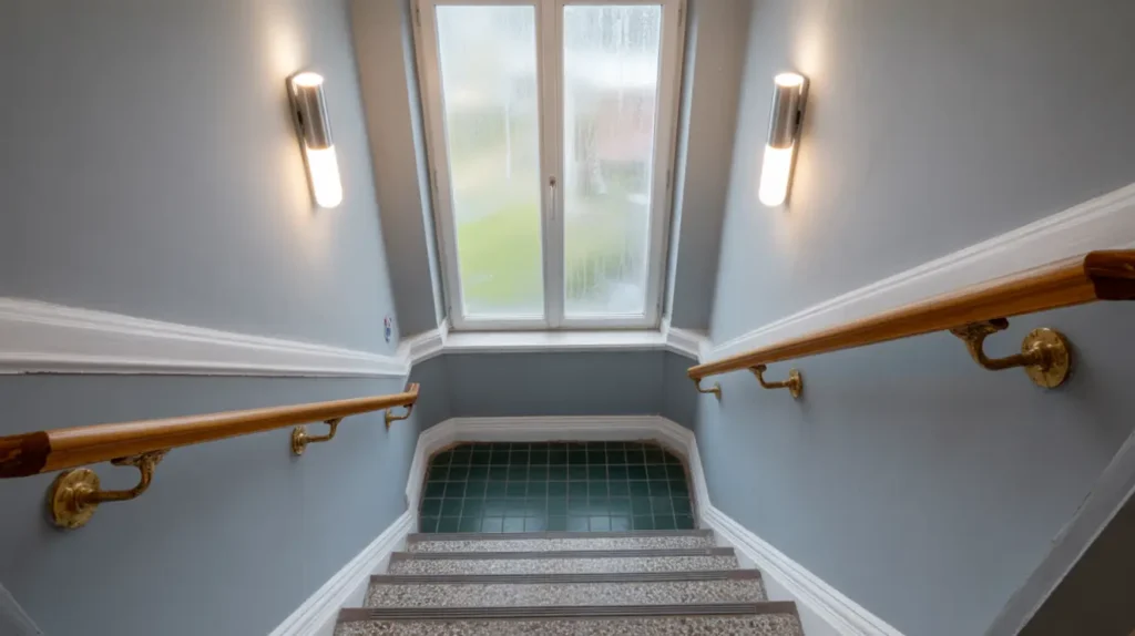 trapphusrenovering med m lning och belysningsbyte i lilla essingen essingen