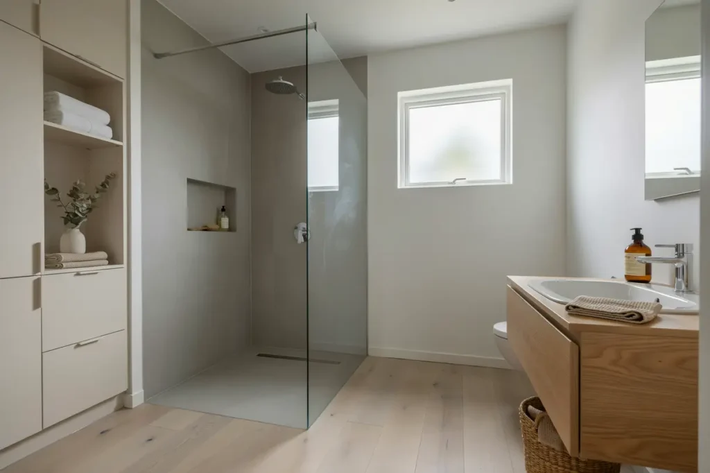 badrumsrenovering med platsbyggd f rvaring och glasv gg i lilla essingen essingen