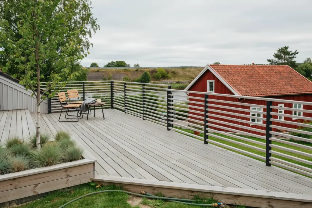 bygge av altan med trall och r cke i lilla essingen essingen